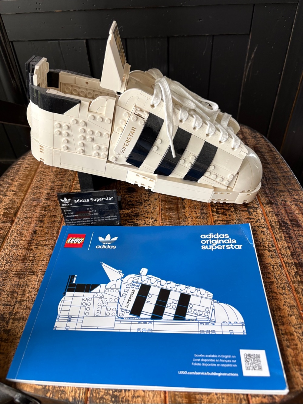 adidas Lego Superstar Model in White with Black Stripes